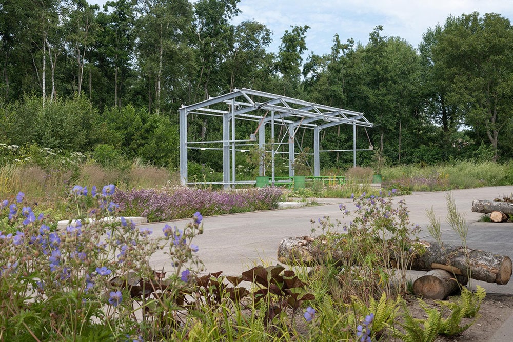 constructie van een voormalige schuur laten staan voor recreatieplek