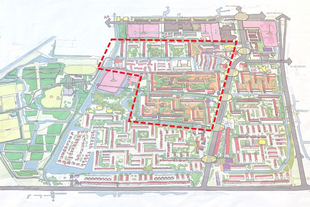 de contouren van het project staan op de kaart aangegeven